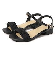 ギャザーサテンストラップサンダル (4208)