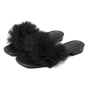 ボリュームフリルフラットサンダル (4212)