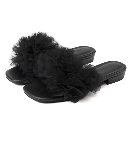 ボリュームフリルフラットサンダル (4212)