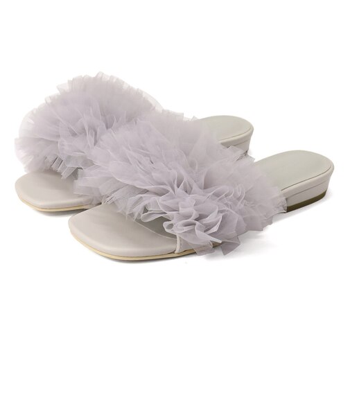 ボリュームフリルフラットサンダル (4212)