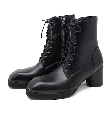 スクエアトゥ ヒールアップブーツ (6842)