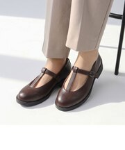 パンプス ローヒール Tストラップ 脱げない ラウンドトゥ レディース 合成皮革 レザー エナメル メリージェーン 3.5cmヒール 黒 ブラック 茶ブラウン (3578)
