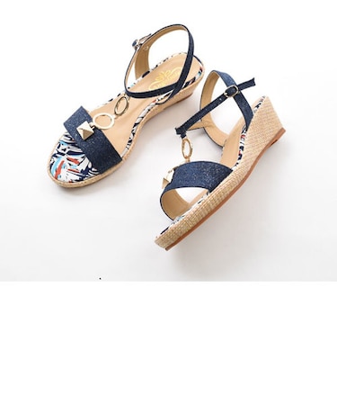 5412[安定感◎]ゴールドTストラップジュートウェッジサンダル