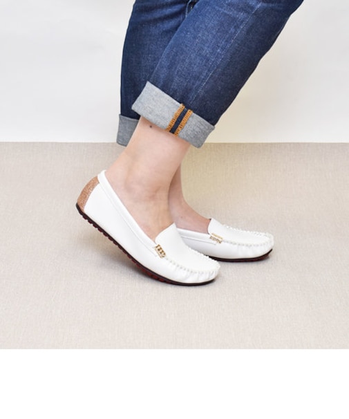 [やわらか素材]ソフトプレーンモカシン/ヒールワンポイント