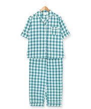cotton-me天然繊維100%パジャマシャツセットアップ(ギンガムチェック・パイナップル)