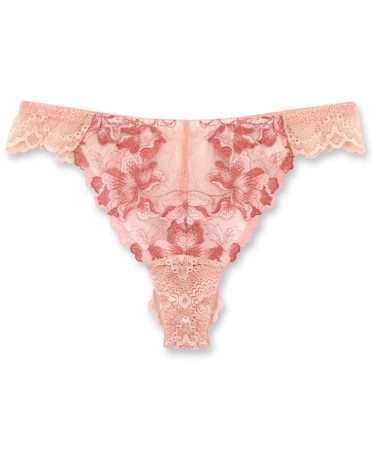 華あり刺繍ノンワイヤーブラ&ショーツセットとお揃い 「スタイルアップワイヤレス ビターセクシー タンガ」 Tバック タンガ