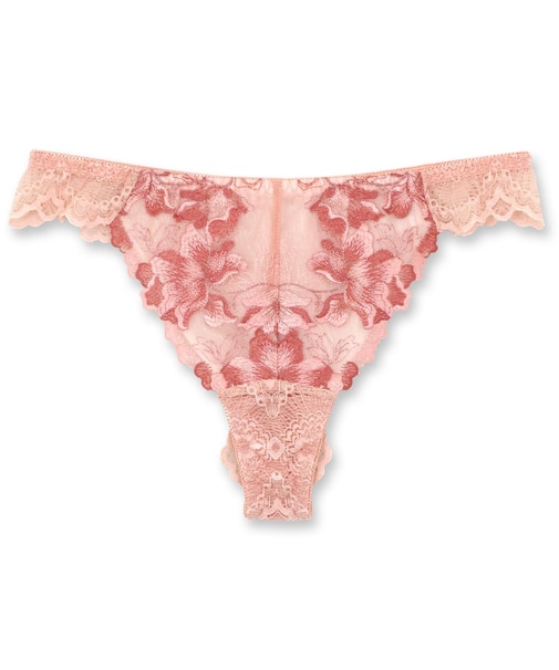 華あり刺繍ノンワイヤーブラ&ショーツセットとお揃い 「スタイルアップワイヤレス ビターセクシー タンガ」 Tバック タンガ