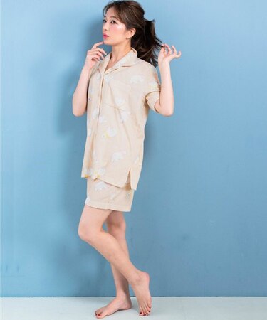 set-up半袖パジャマシャツ・ショートパンツ上下セット