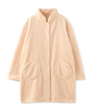 memory fleece メモリーフリース長袖ロングガウン（アラン編み・星柄）