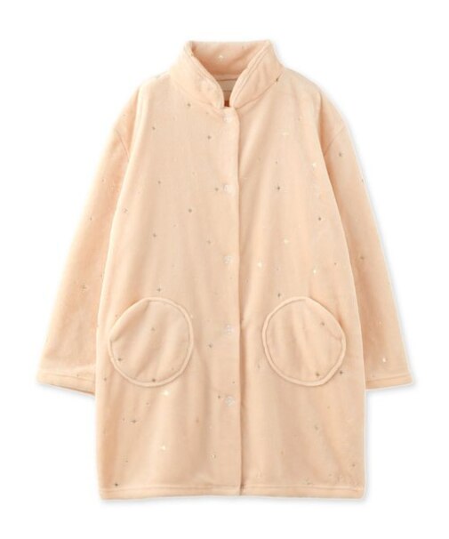 memory fleece メモリーフリース長袖ロングガウン（アラン編み・星柄）
