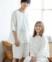 ふわリラガーゼメンズプルオーバー&ショートパンツ上下セット