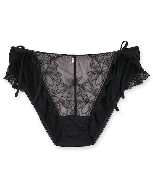 軽やかに揺れるチュールフラワー可愛くて楽ちんな紐ショーツ 「ノーブルティアラブラ002 脇紐」 脇紐ショーツ