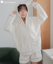 ふんわり軽くて暖かいmemory fleece (メモリーフリース)アニマル耳付がキュートなフーディー上下セット 「メモリーフリース 全開上下セット」 全開上下セット