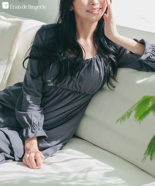 ナイトブラ付きルーム&ラウンジウェアナイトブラ付き長袖チュニック 「ルナイト チュニック」 ナイトブラ付きルームウェア