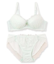 きらめくフェミニンなフラワー刺繍レース自分らしいバストに 「ナチュラルデイリーブラ004 ペアブラジャー(ワイヤー有り)」 ブラジャーショーツセット