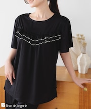 ≪tororelax とろリラ≫ 胸元フリル プルオーバー＆クロップドパンツ セットアップ 「とろリラ かぶり上下セット」 かぶり上下セット