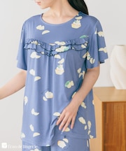 ≪tororelax とろリラ≫ 胸元フリル プルオーバー＆クロップドパンツ セットアップ 「とろリラ かぶり上下セット」 かぶり上下セット