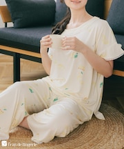 ≪tororelax とろリラ≫ フレア袖 プルオーバー＆クロップドパンツ セットアップ 「とろリラ かぶり上下セット」 かぶり上下セット