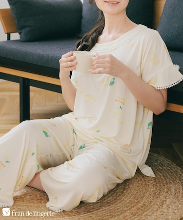 ≪tororelax とろリラ≫ フレア袖 プルオーバー＆クロップドパンツ セットアップ 「とろリラ かぶり上下セット」 かぶり上下セット