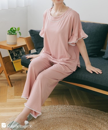 ≪tororelax とろリラ≫ フレア袖 プルオーバー＆クロップドパンツ セットアップ 「とろリラ かぶり上下セット」 かぶり上下セット