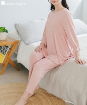 ≪tororelax とろリラ≫ 七分袖プルオーバー＆テーパードパンツ セットアップ 「とろリラ かぶり上下セット」 かぶり上下セット