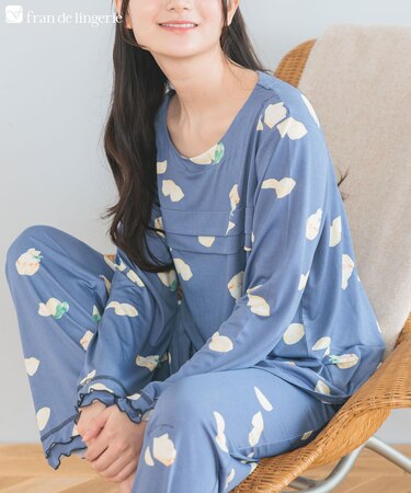 ≪tororelax とろリラ≫ 胸元タック長袖プルオーバー＆リラックスロングパンツ セットアップ 「とろリラ かぶり上下セット」 かぶり上下セット