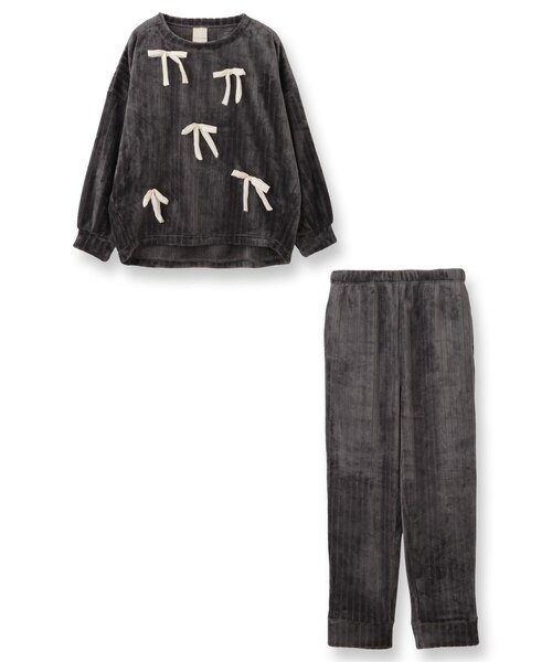 パウダーロゴジャガードプルオーバー&2ボーダーロングパンツSET