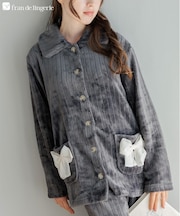 もこもこ パジャマ ルームウェア レディース 冬 あったか モコモコ リボン 着る毛布「メモリーフリース」