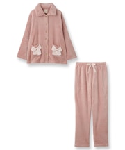 もこもこ パジャマ ルームウェア レディース 冬 あったか モコモコ リボン 着る毛布「メモリーフリース」