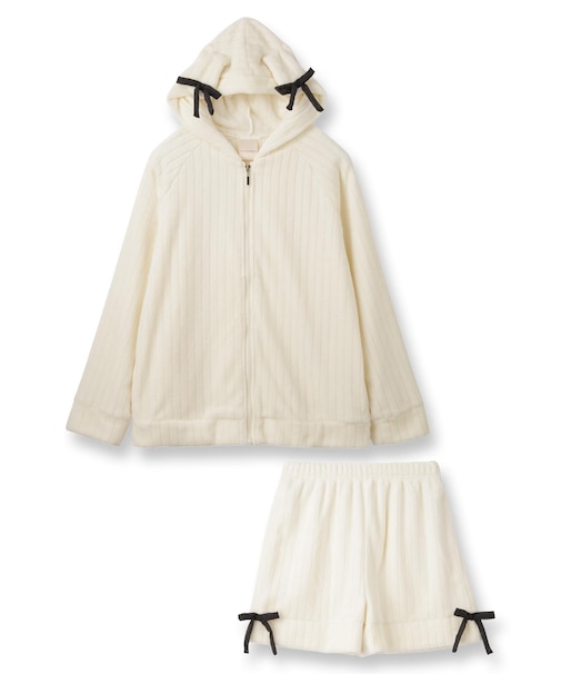 もこもこ ショートパンツ ルームウェア パジャマ レディース 冬 あったか 前開き モコモコ 着る毛布「メモリーフリース」