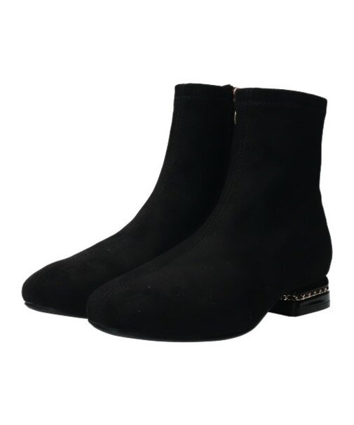 【Bridget Birkin】パールチェーンヒールストレッチショートブーツ