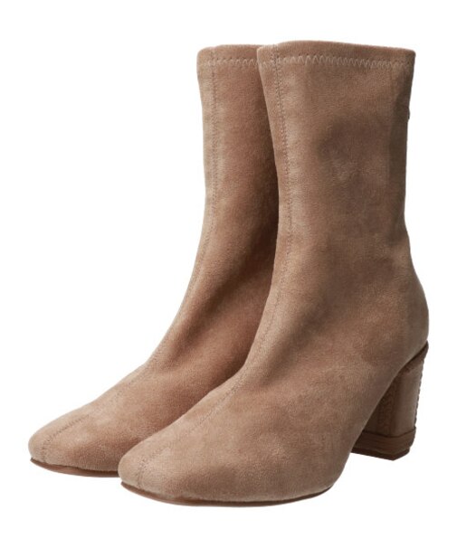 【Bridget Birkin】編み込みヒールストレッチショートブーツ