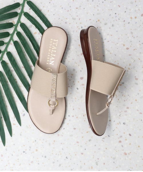 ITALIAN SHOEMAKERS】センターラインストーントングサンダル