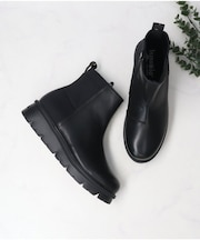 【bussola】撥水厚底素材コンビショートブーツ