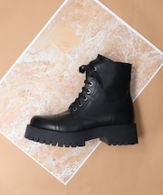 【QUSHELI】厚底タンクソールレースアップブーツ