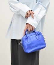 【RIPANI】メタリックレザースクエアミニハンドバッグ