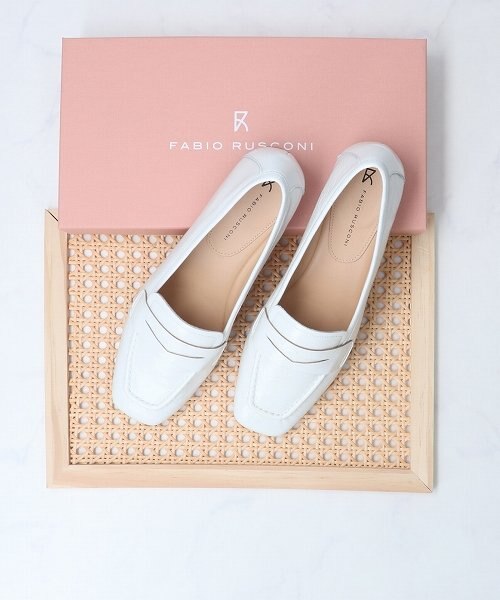 FABIO RUSCONI スクエアトウサケットフラットローファー INTER-CHAUSSURES｜【FABIO RUSCONI】スクエアトウサケット