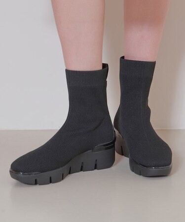 【bussola】アイスグリップソールニットショートブーツ