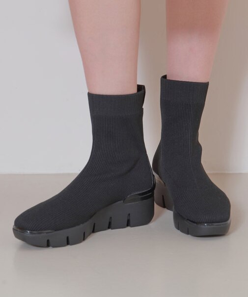 【bussola】アイスグリップソールニットショートブーツ