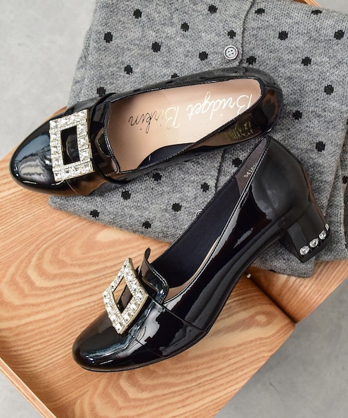 【BRIDGET BIRKIN】バックルビジューヒールアップローファー