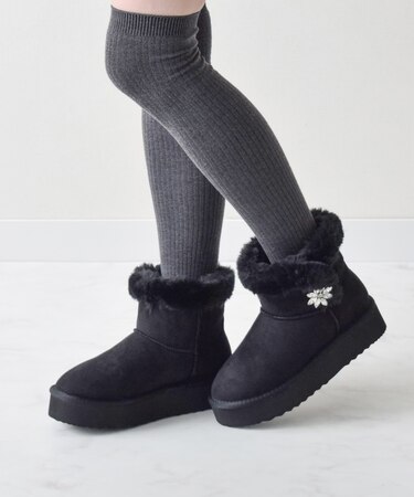 【BRIDGET BIRKIN】ポイントビジュームートンブーツ