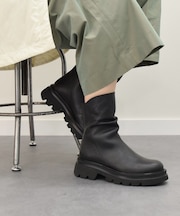 【QUSHELI】トラックソールバックジップブーツ