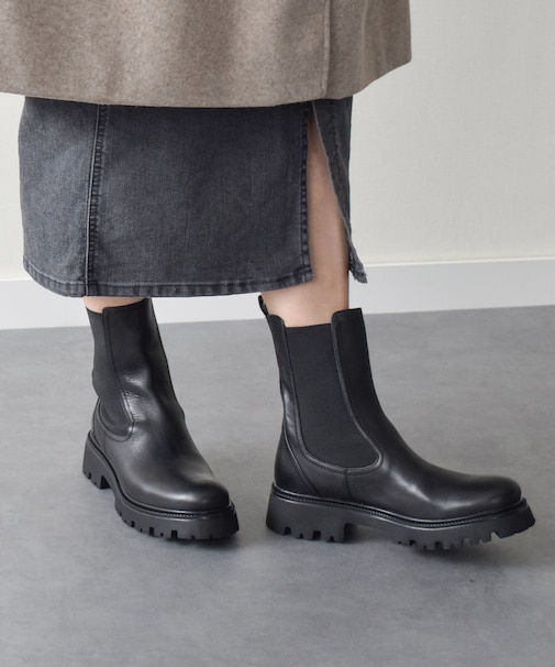 【INTER-CHAUSSURES】ラウンドトウベーシックサイドゴアブーツ 