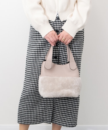 【RIPANI】ムートンコンビハンドバッグ