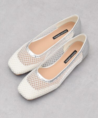 【PARADIS COULEUR】ラインストーンチュールスクエアパンプス(351502)