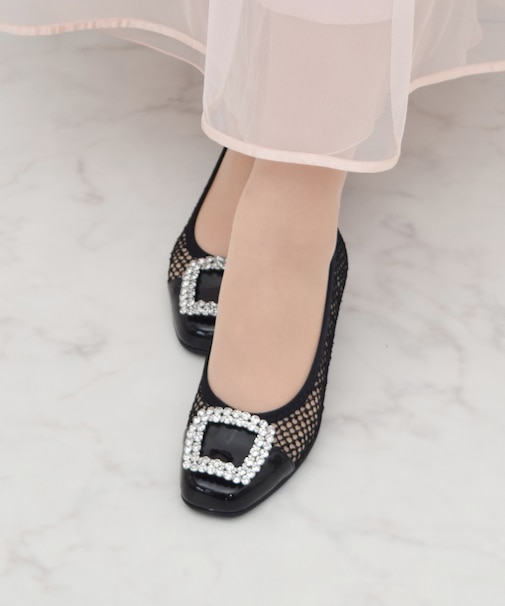 【Bridget Birkin Walk】ビジューモチーフメッシュパンプス(555226)