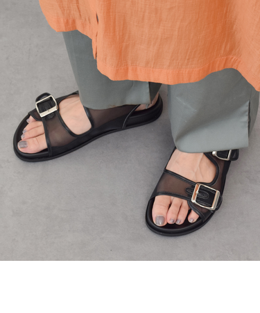 【FABIO RUSCONI】バックルチュールフットベッドサンダル(F52105)