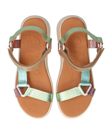 【Oh my Sandals】カラーコンビ厚底ベルクロサンダル(E52109)