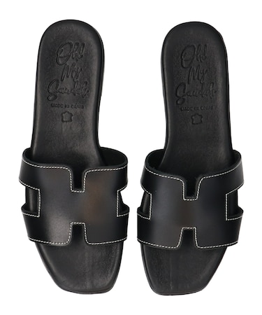 【Oh my Sandals】スクエアトウフラットミュールサンダル(E52200)