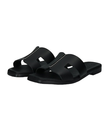 《新色入荷》【Oh my Sandals】スクエアトウフラットレザーサンダル(E52304)